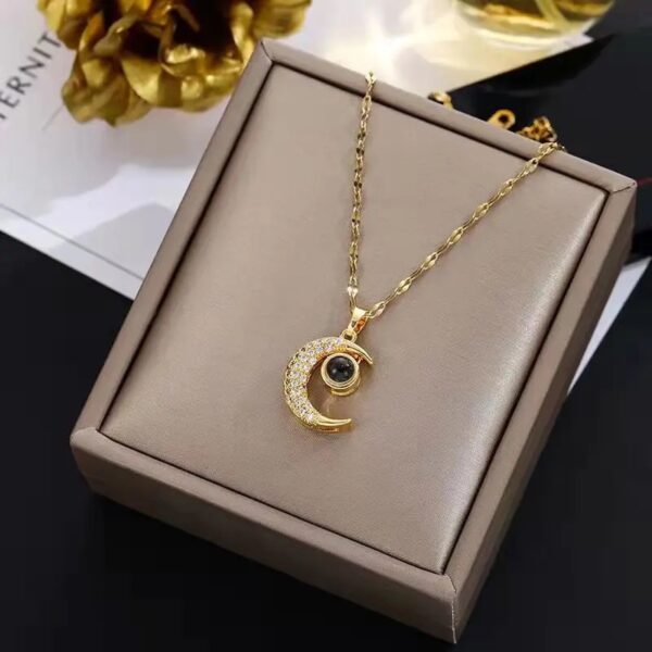 moon necklace with 100 languages love you - Image 3