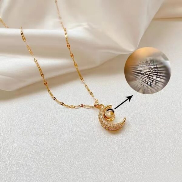 moon necklace with 100 languages love you