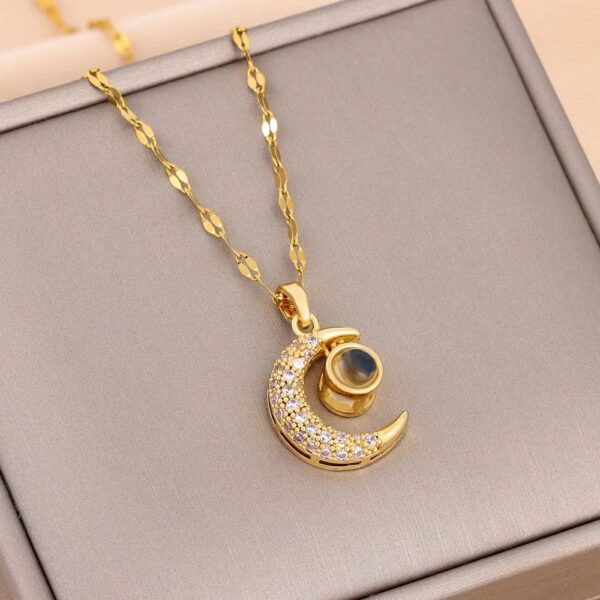 moon necklace with 100 languages love you - Image 4