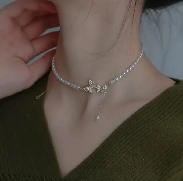 pearl butterfly choker