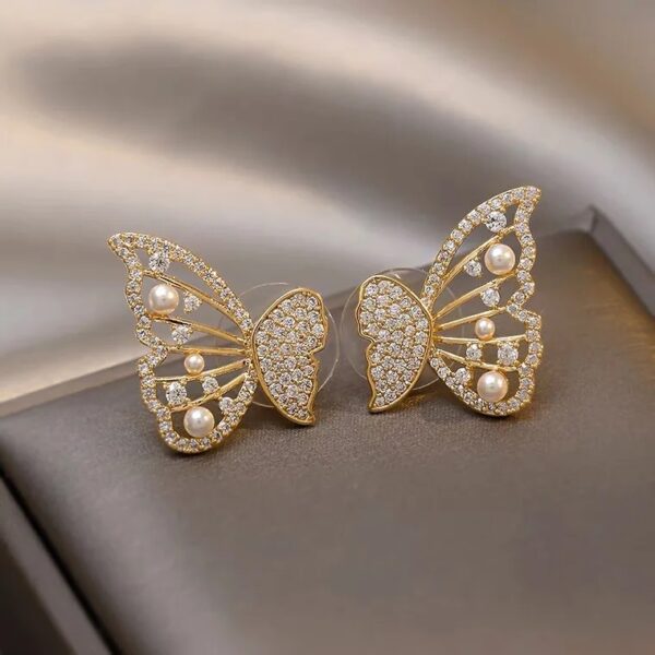 rhinestone butterfly earrings - Image 4