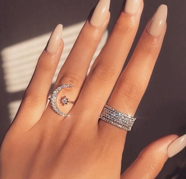 rhinestone moon ring