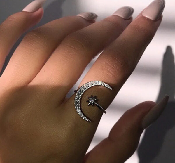 rhinestone moon ring - Image 3