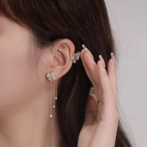 Sterling butterfly hanging earcuff